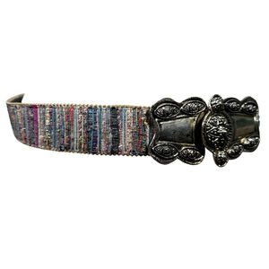 Vintage Elite California Boho Belt Statement Woven Beaded Adjustable Size S/M